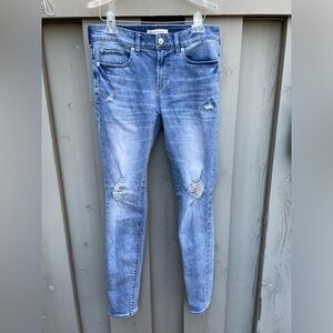 Pacsun Distressed Stacked Skinny Jeans Stone Washed Blue Denim 29 x 32